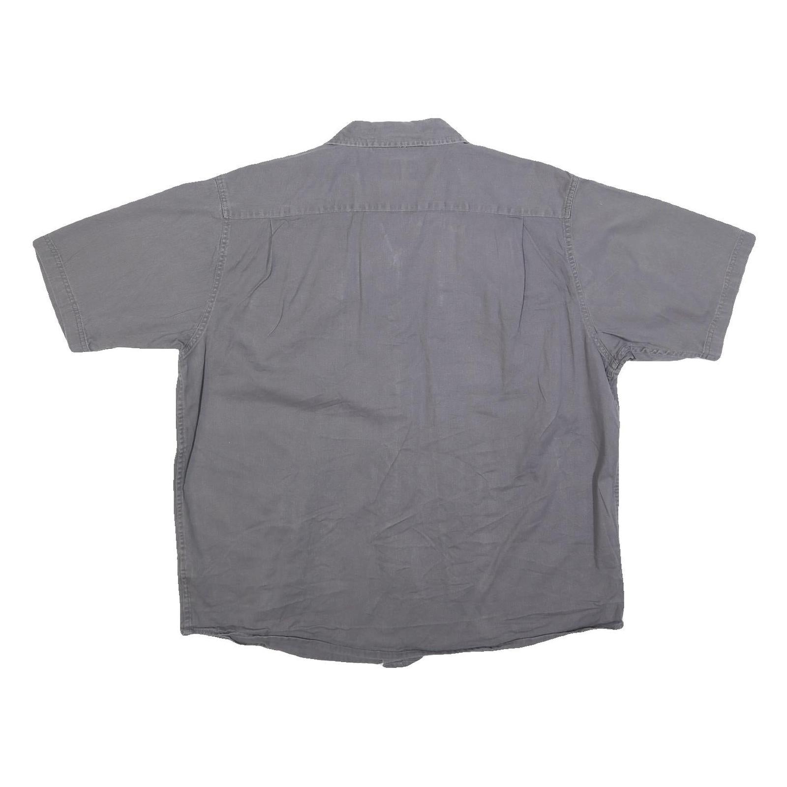 WRANGLER Mens Grey Shirt Cotton Blend XL Casual Button Front Short Sleeve