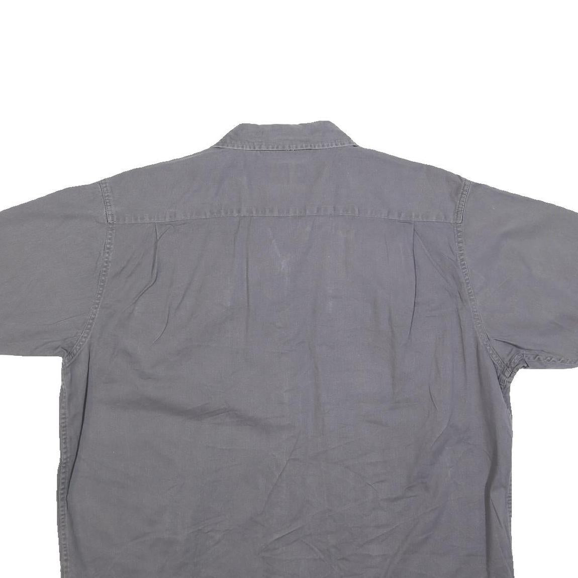 WRANGLER Mens Grey Shirt Cotton Blend XL Casual Button Front Short Sleeve