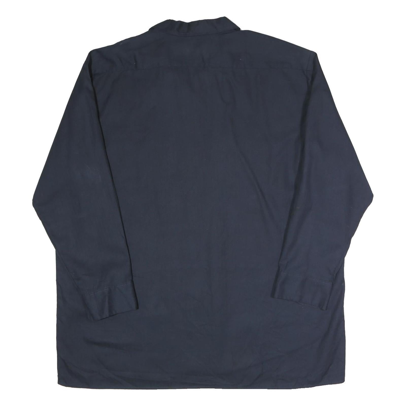 DICKIES Mens Navy Blue Work Shirt 2XL Polyester Blend Long Sleeve Button