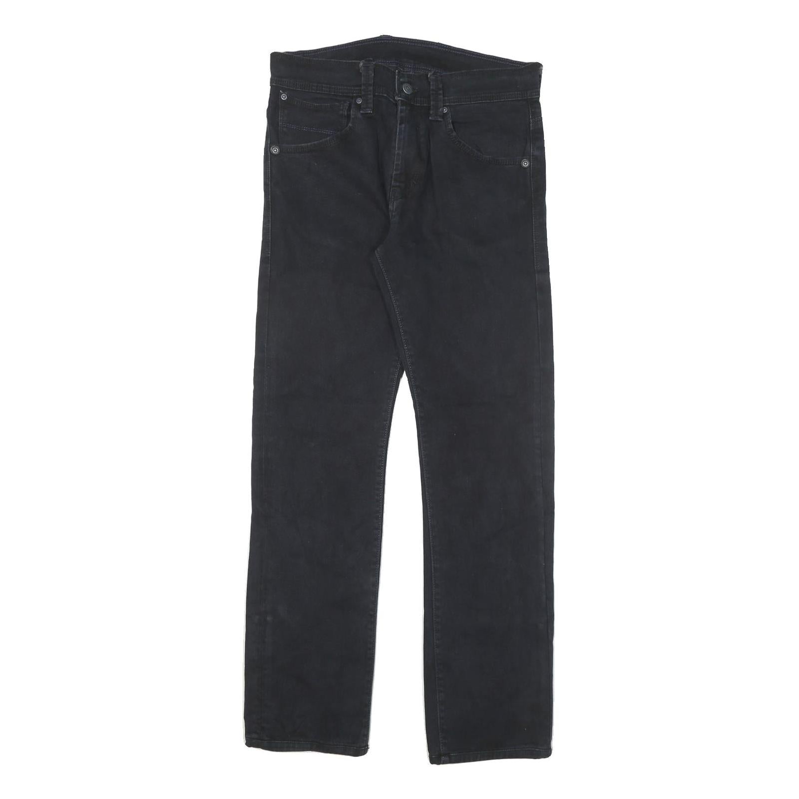 LEVI'S Mens Cotton Blend Black Slim Straight Trousers W32 L30 Classic Zip Pocket