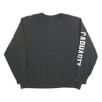CARHARTT Mens Black 2XL Crew Neck Sweatshirt Cotton Blend Pullover Logo Sleeve