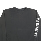 CARHARTT Mens Black 2XL Crew Neck Sweatshirt Cotton Blend Pullover Logo Sleeve