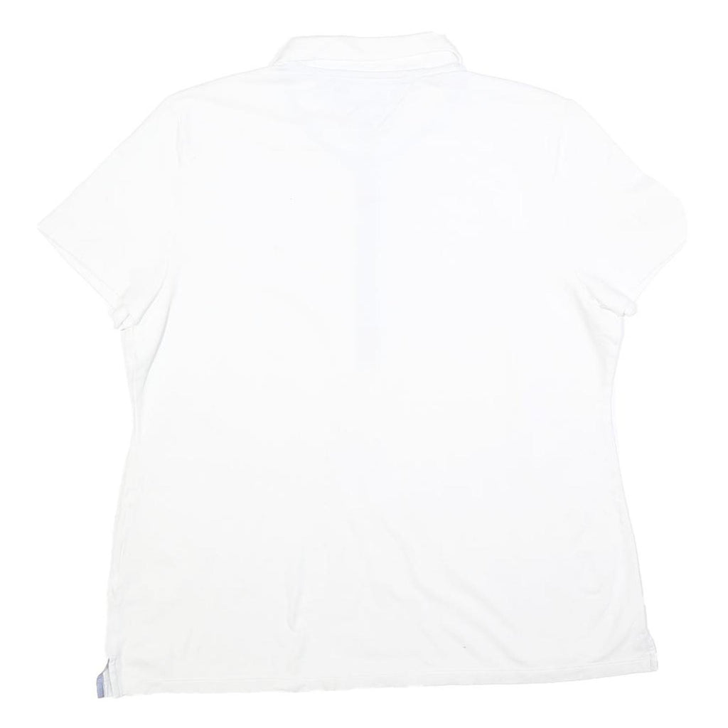 TOMMY HILFIGER Womens White Short Sleeve Plain Polo Shirt L Classic Fit