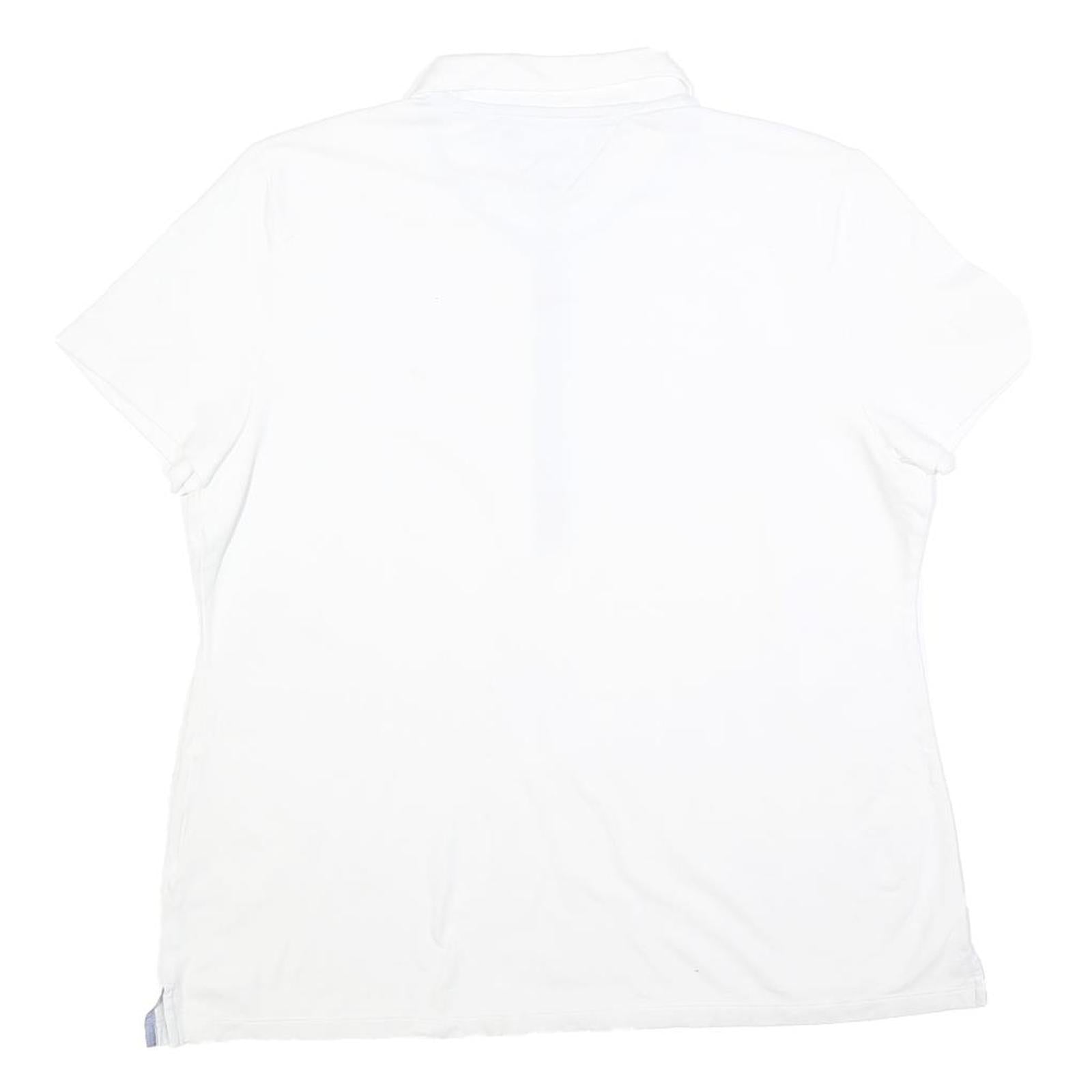 TOMMY HILFIGER Womens White Short Sleeve Plain Polo Shirt L Classic Fit