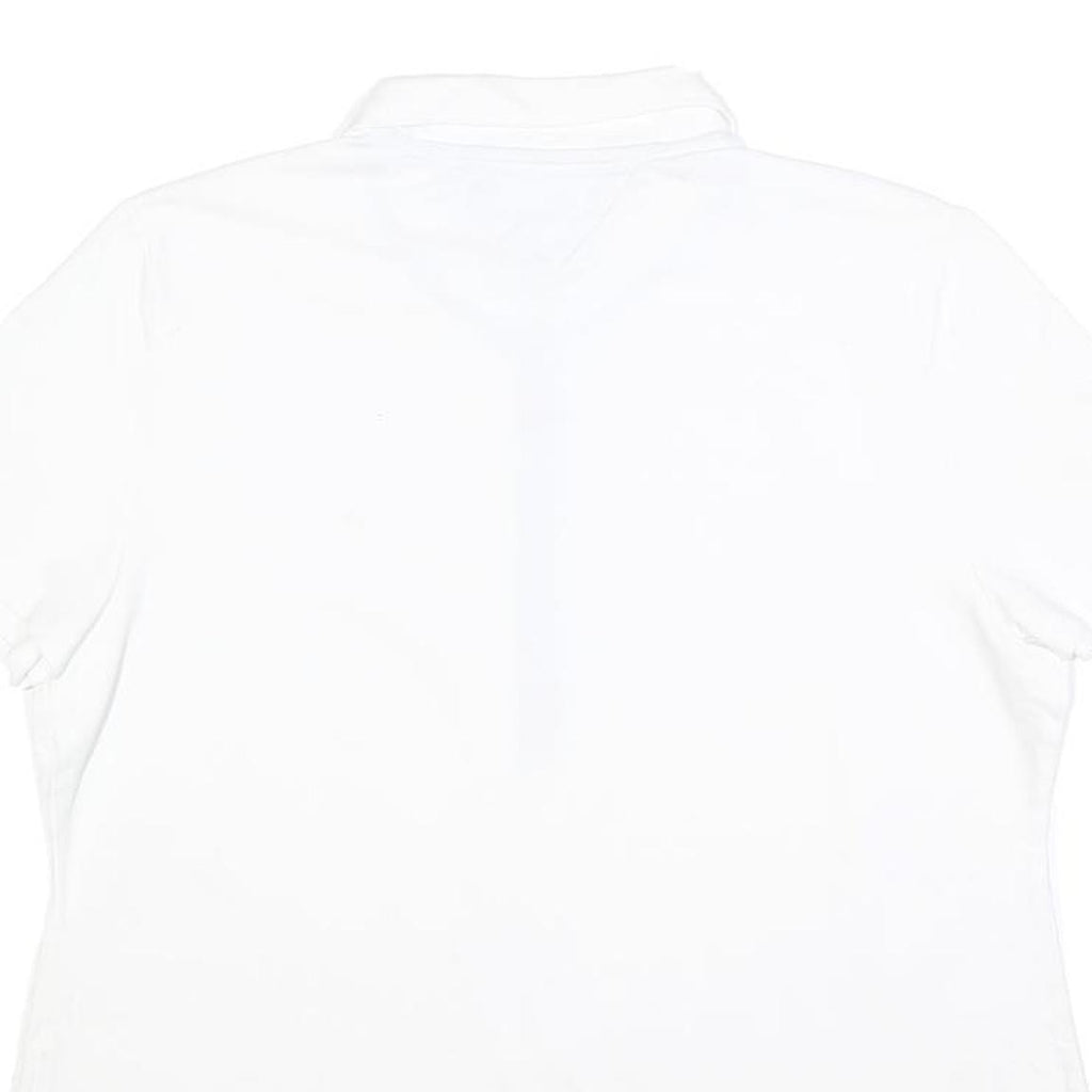 TOMMY HILFIGER Womens White Short Sleeve Plain Polo Shirt L Classic Fit