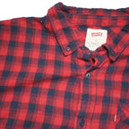 LEVI'S Mens Red & Black Check Shirt XL Cotton Blend Casual Long Sleeve Button