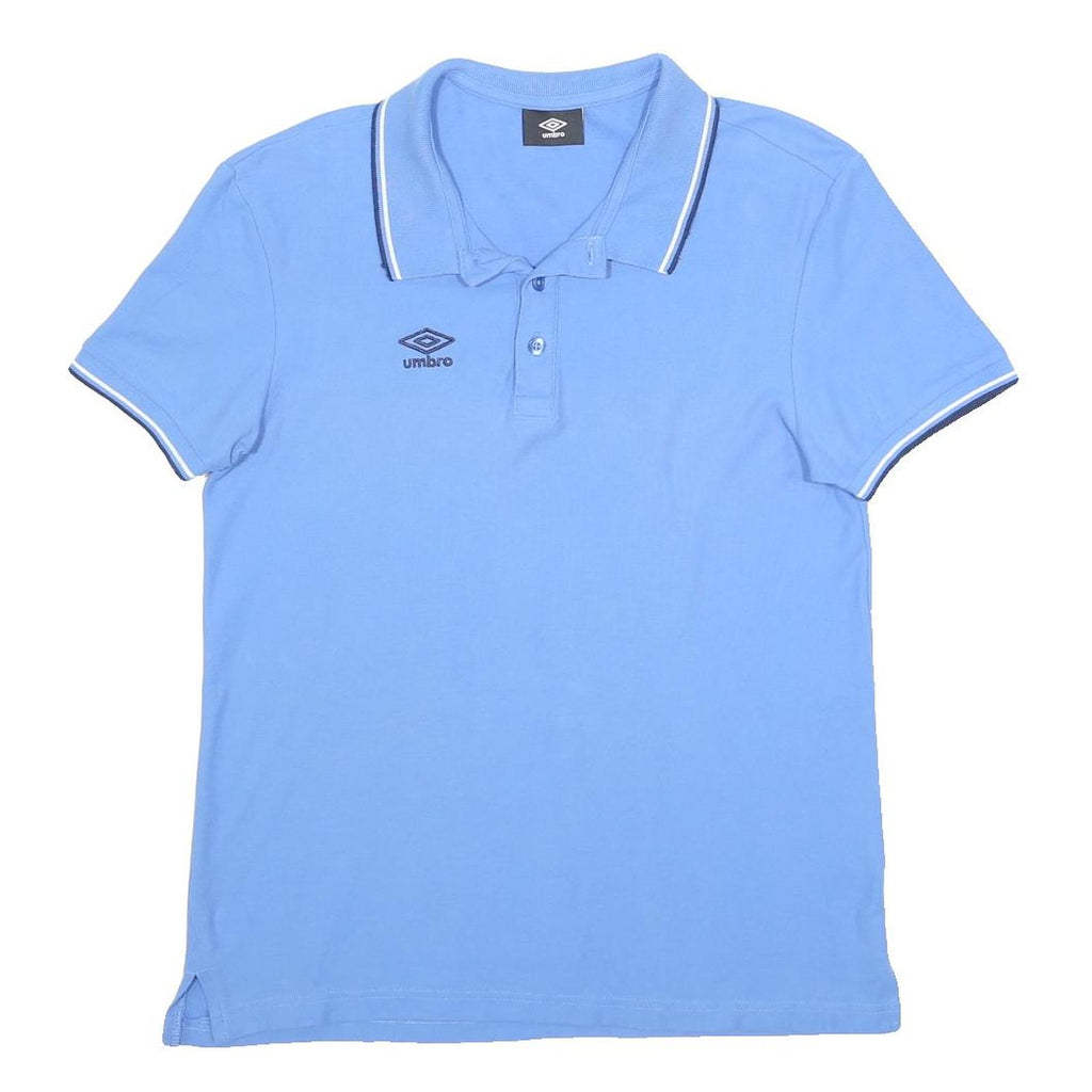 UMBRO Mens Blue Short Sleeve Polo Shirt M Classic Logo Cotton Casual Sport