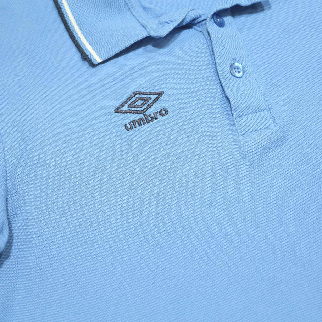UMBRO Mens Blue Short Sleeve Polo Shirt M Classic Logo Cotton Casual Sport