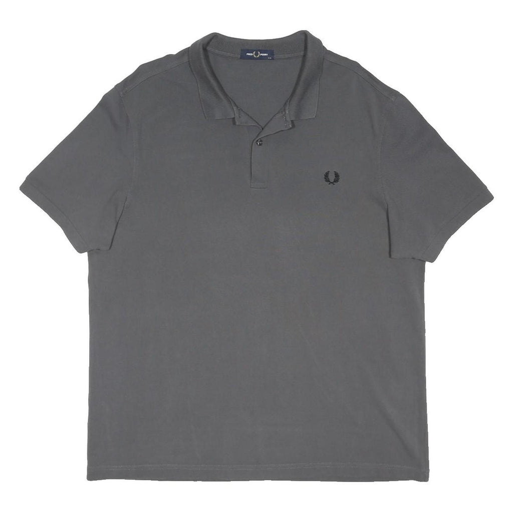 FRED PERRY Mens Grey Short Sleeve Plain Polo Shirt 2XL Classic Cotton Blend