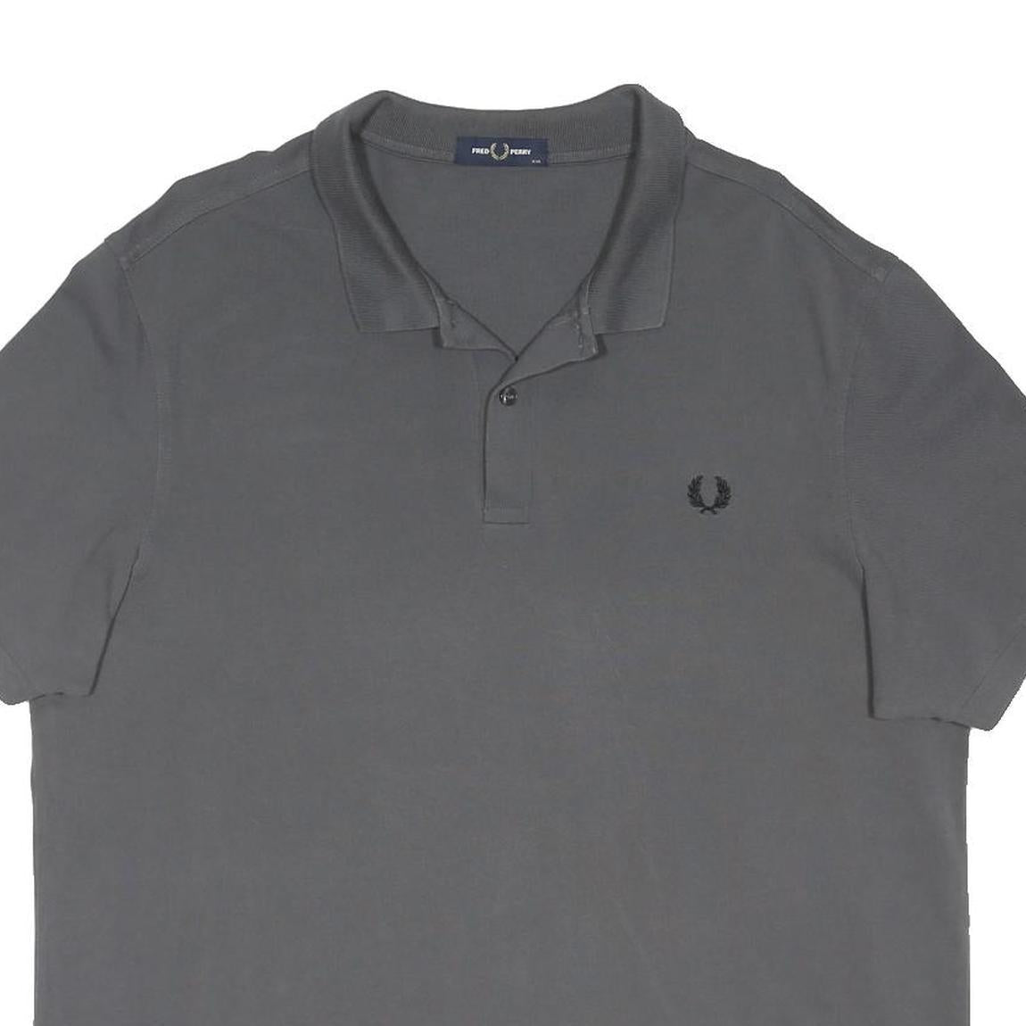 FRED PERRY Mens Grey Short Sleeve Plain Polo Shirt 2XL Classic Cotton Blend