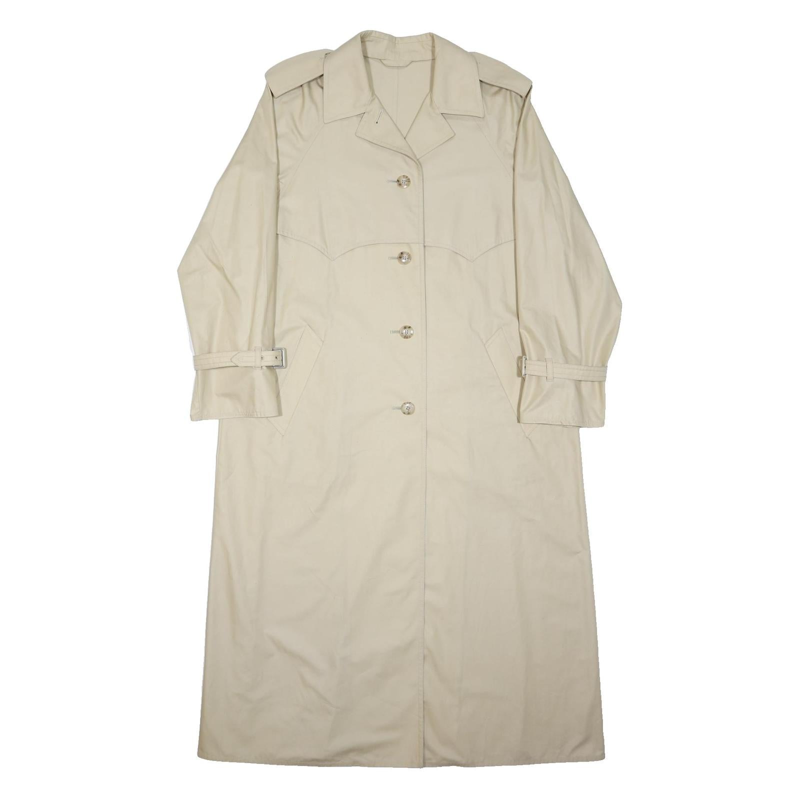 AQUASCUTUM Mens Beige Classic Jacket L Polyester Long Sleeve Button Coat