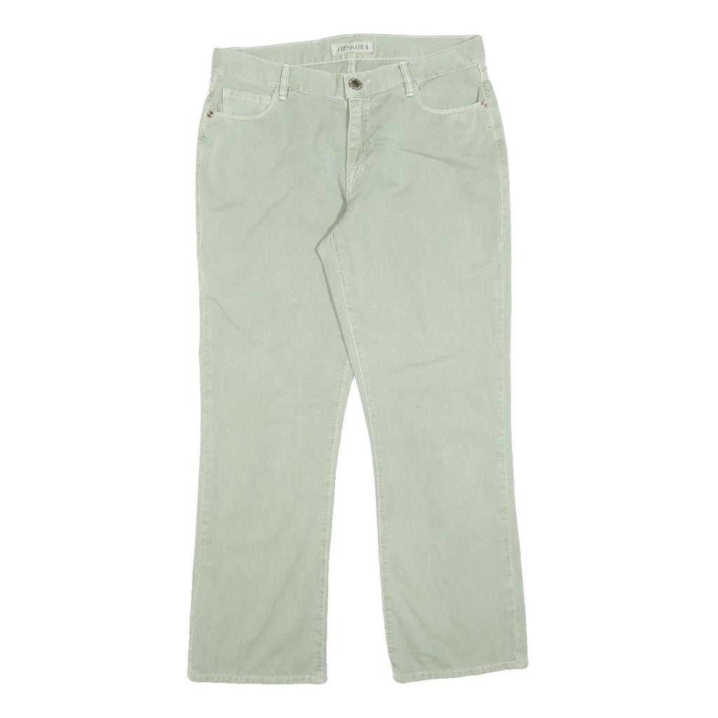 TRUSSARDI Womens Cotton Blend Light Green Regular Fit Straight Trousers W30 L26