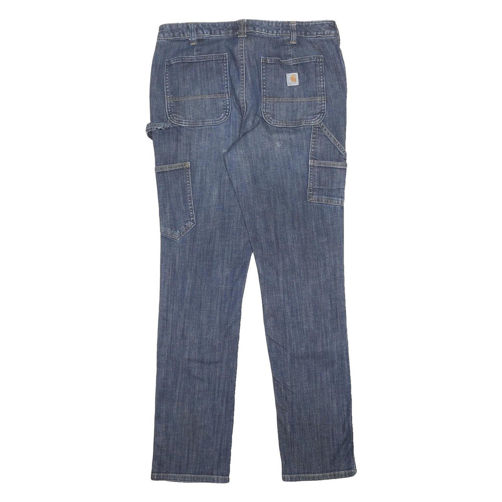 CARHARTT Womens Slim Fit Blue Denim Slim Straight Jeans W32 L31 Workwear Zip