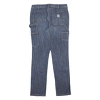 CARHARTT Womens Slim Fit Blue Denim Slim Straight Jeans W32 L31 Workwear Zip