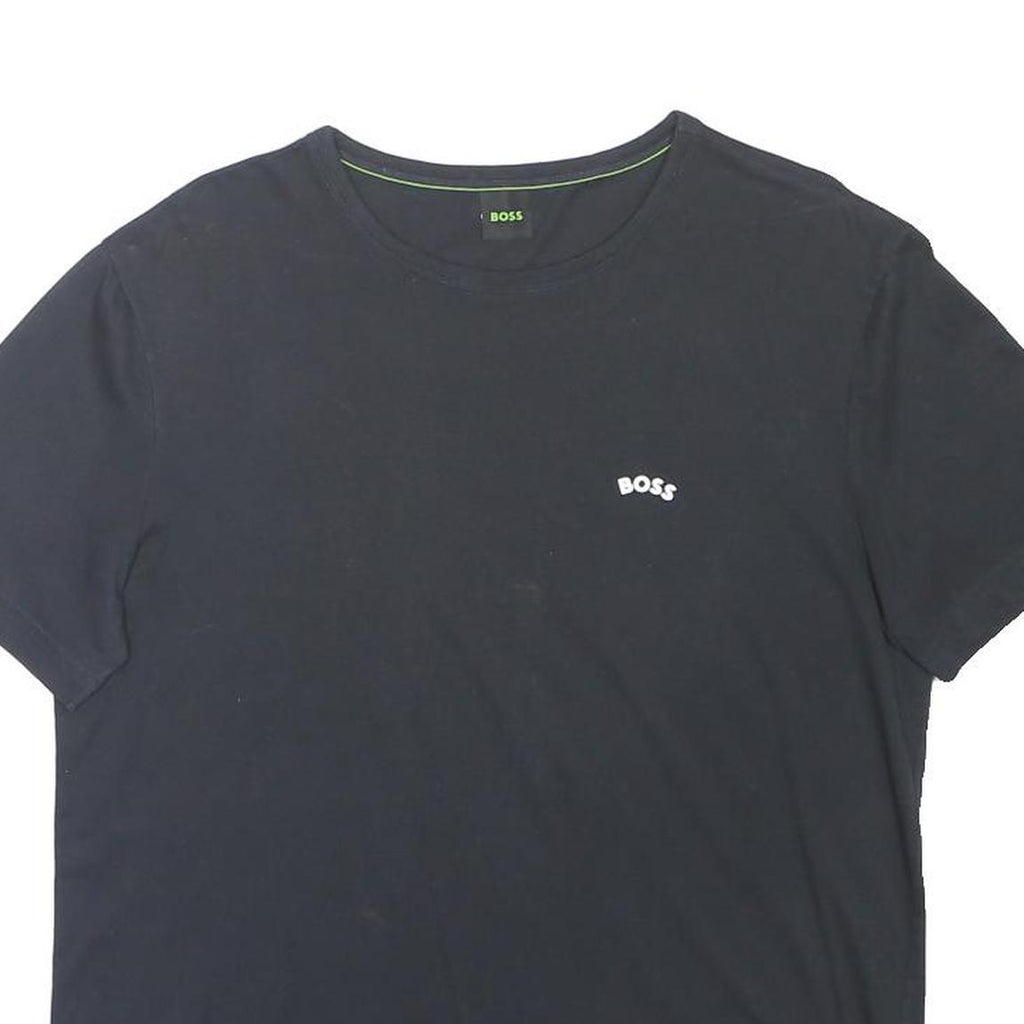 BOSS Mens Black L Cotton Blend T-Shirt Short Sleeve Crew Neck Logo