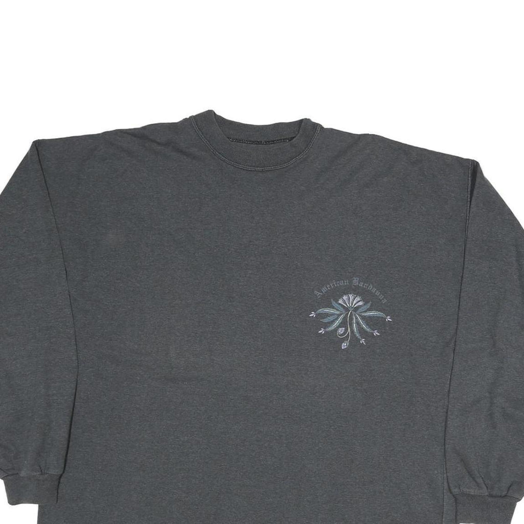 AMERICAN BANDANNA Mens Charcoal Grey Graphic T-Shirt XL Long Sleeve Crew Neck