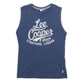 LEE COOPER Mens Blue Sleeveless Crew Neck Graphic T-Shirt S Cotton Blend