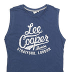 LEE COOPER Mens Blue Sleeveless Crew Neck Graphic T-Shirt S Cotton Blend