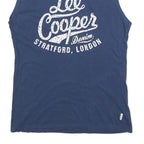 LEE COOPER Mens Blue Sleeveless Crew Neck Graphic T-Shirt S Cotton Blend