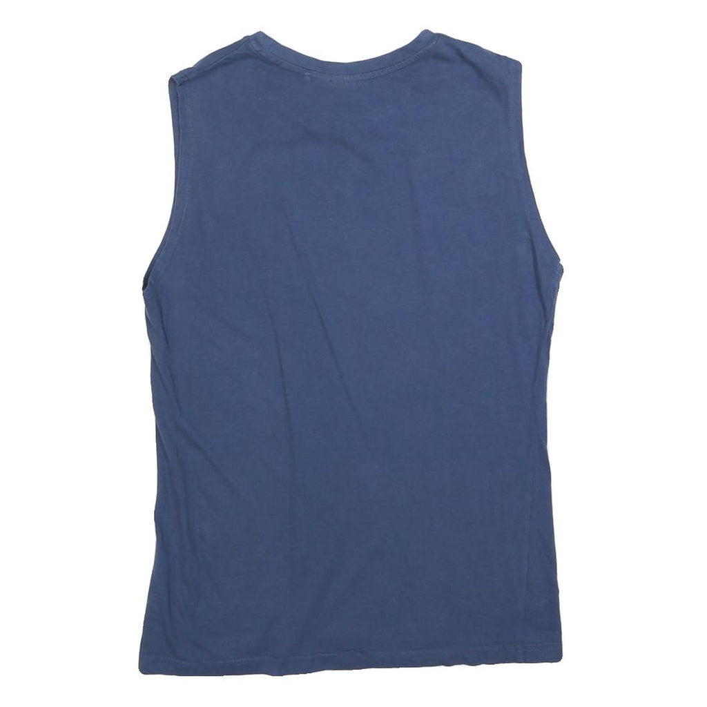 LEE COOPER Mens Blue Sleeveless Crew Neck Graphic T-Shirt S Cotton Blend