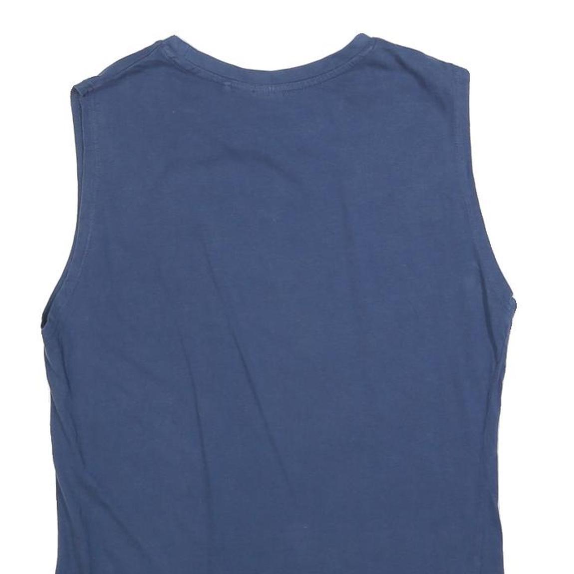 LEE COOPER Mens Blue Sleeveless Crew Neck Graphic T-Shirt S Cotton Blend