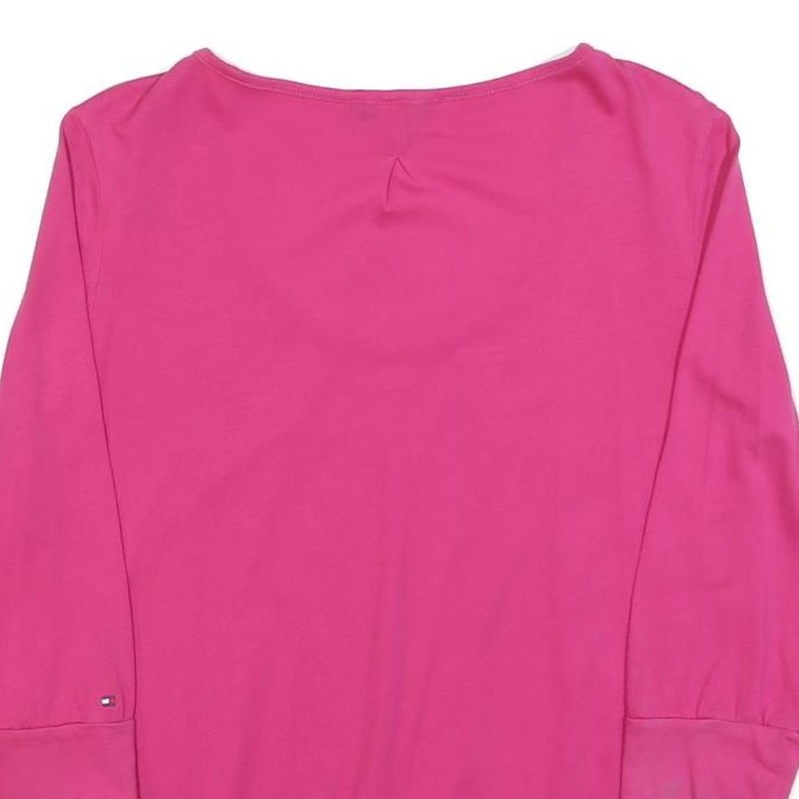 TOMMY HILFIGER Womens Pink Plain Basic Top 3/4 Sleeve Scoop Neck M Casual