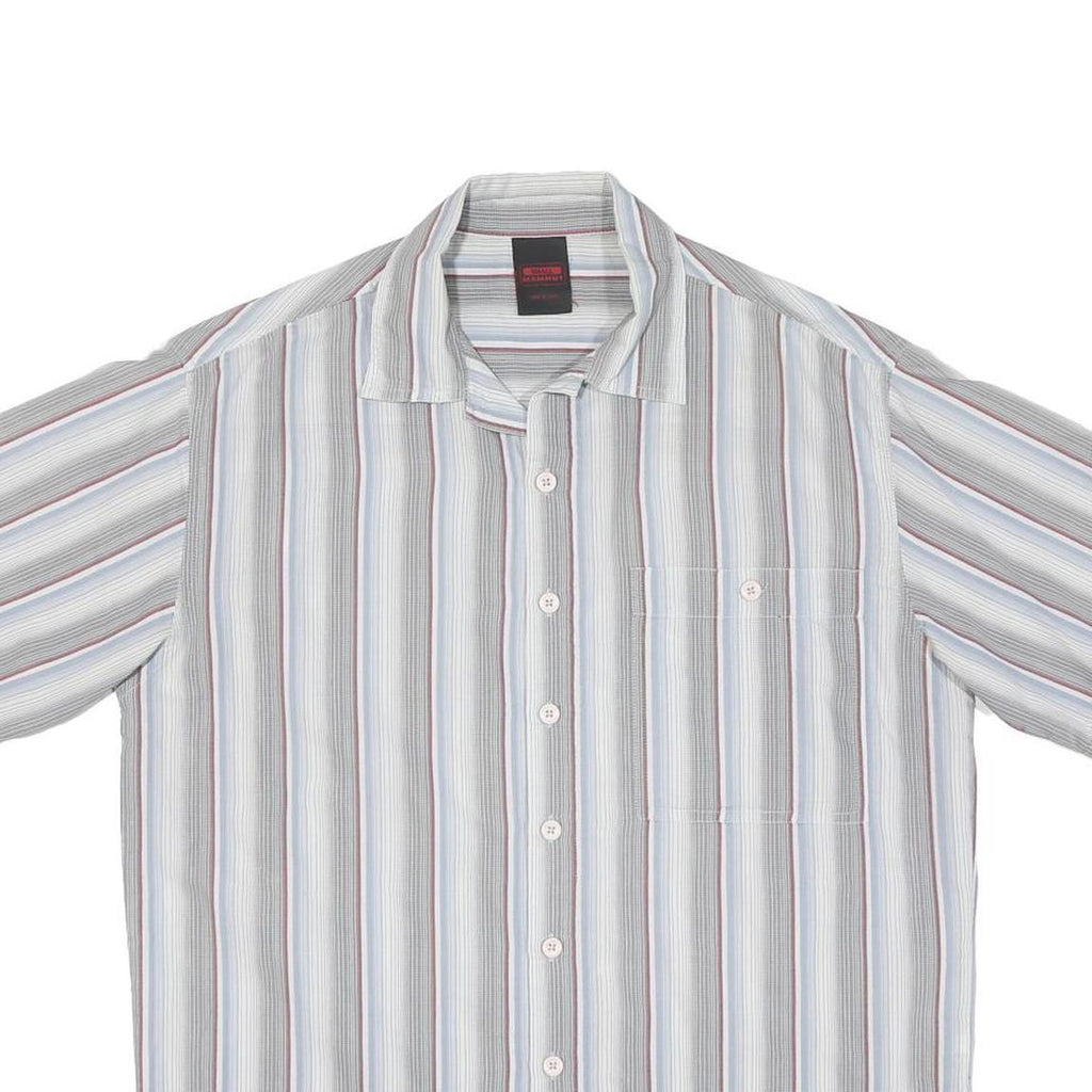 MAMMUT Mens White & Grey Striped Casual Shirt S Short Sleeve Cotton Blend