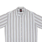 MAMMUT Mens White & Grey Striped Casual Shirt S Short Sleeve Cotton Blend