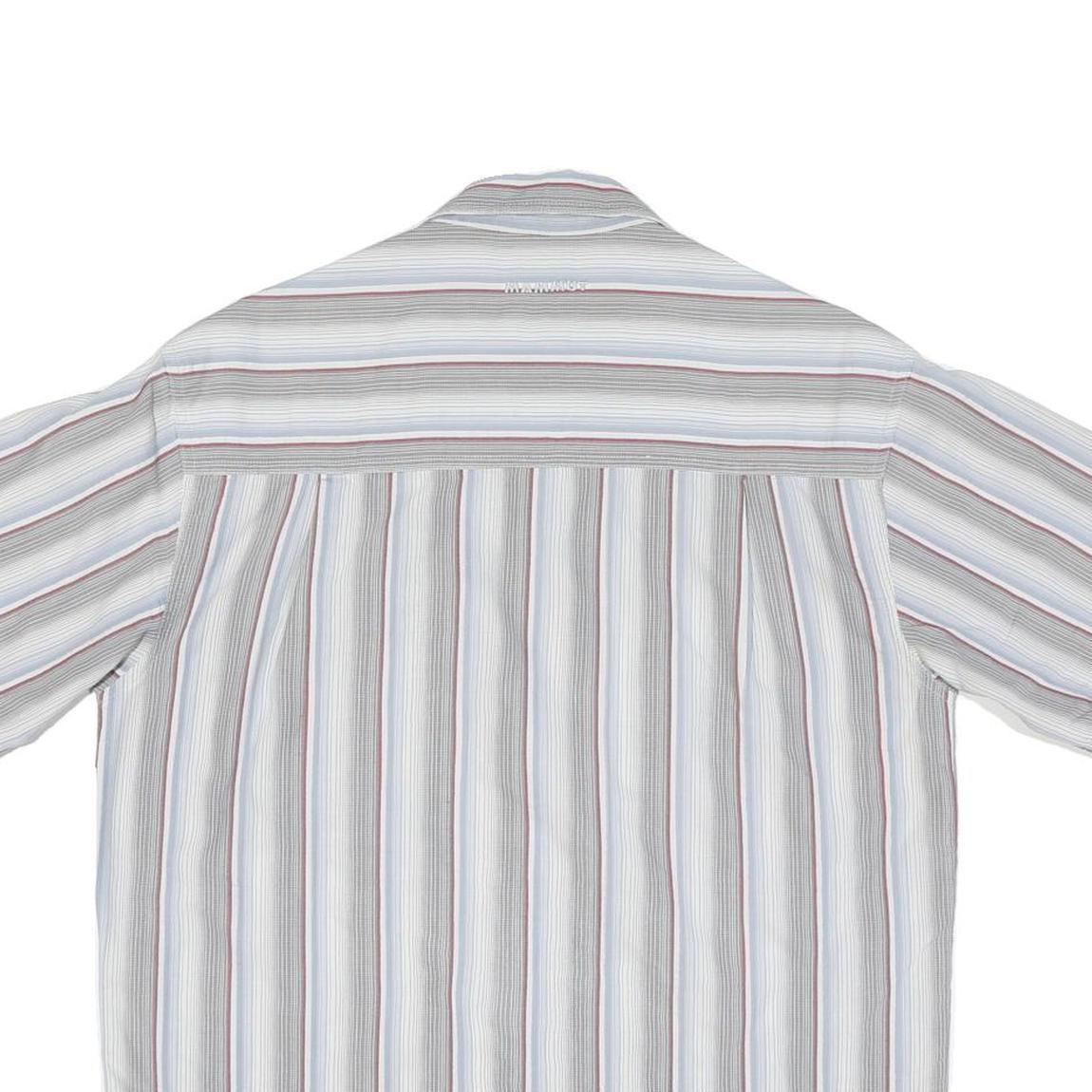 MAMMUT Mens White & Grey Striped Casual Shirt S Short Sleeve Cotton Blend