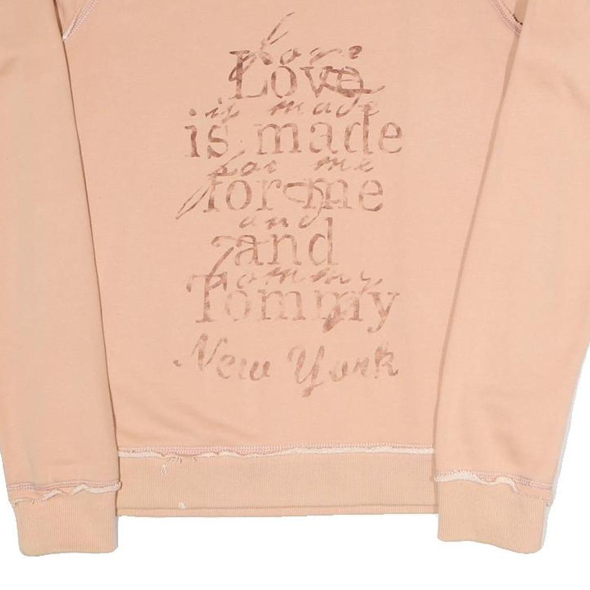 TOMMY HILFIGER Womens Beige Cotton Blend Crew Neck Sweatshirt M Casual