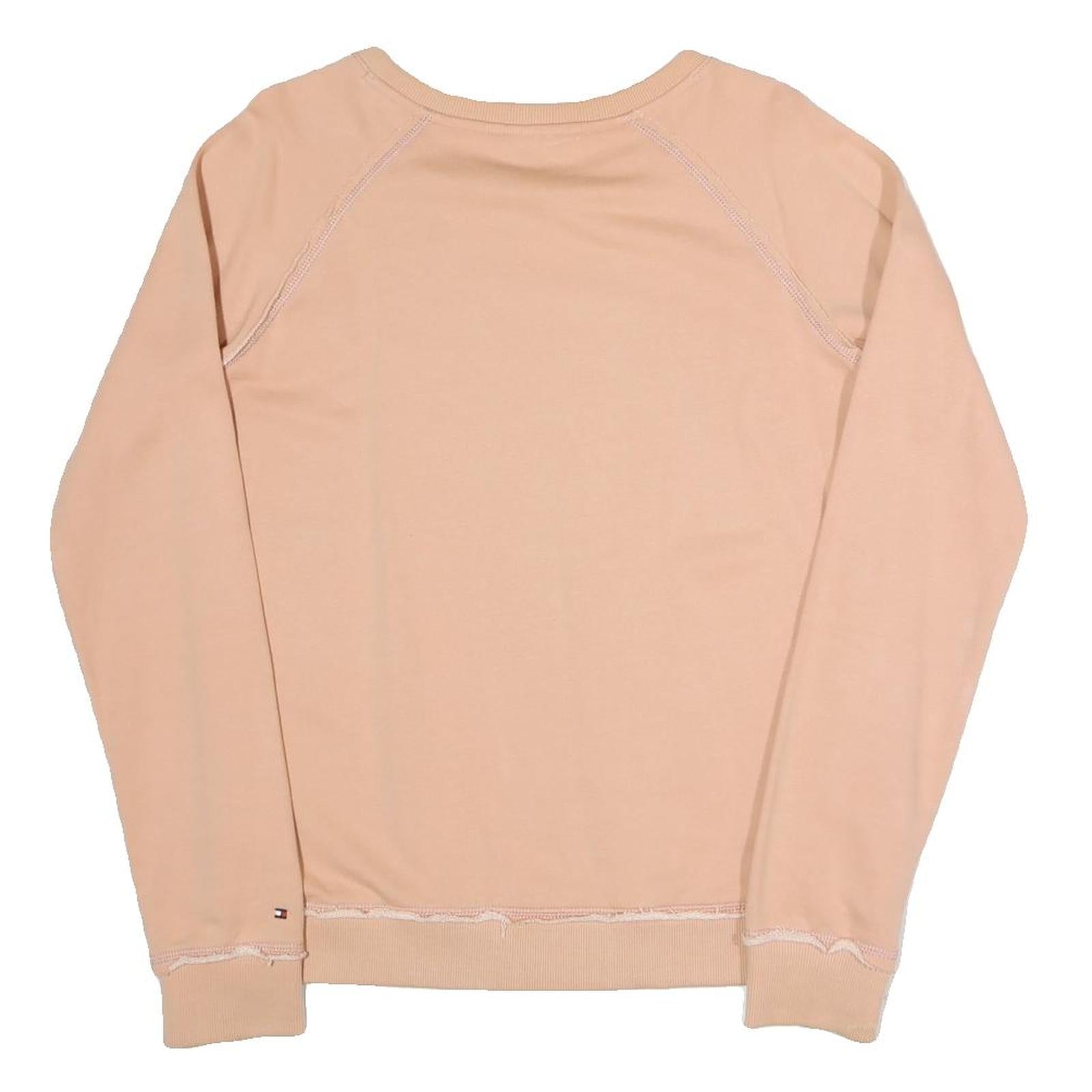 TOMMY HILFIGER Womens Beige Cotton Blend Crew Neck Sweatshirt M Casual