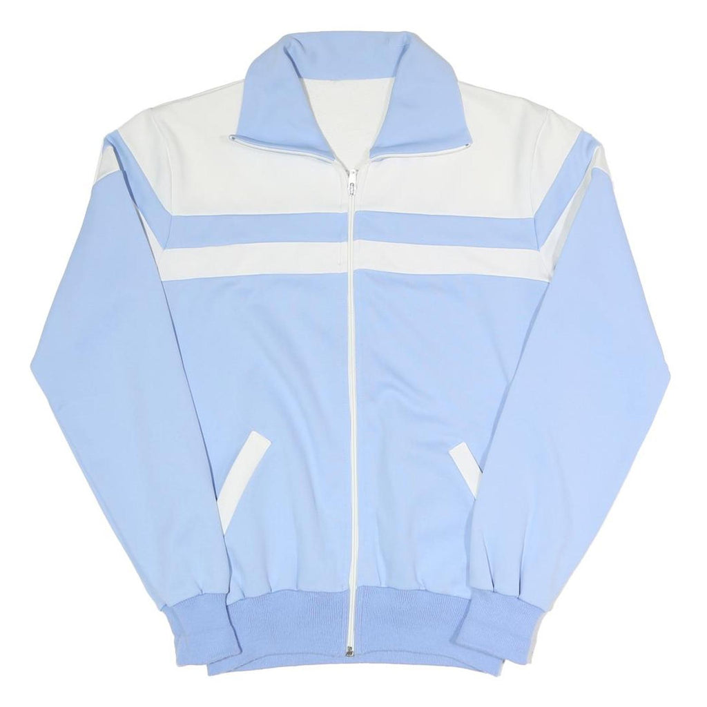 Mens Blue & White Casual Zip Up Jacket S Polyester Blend Colourblock Lightweight
