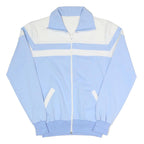 Mens Blue & White Casual Zip Up Jacket S Polyester Blend Colourblock Lightweight