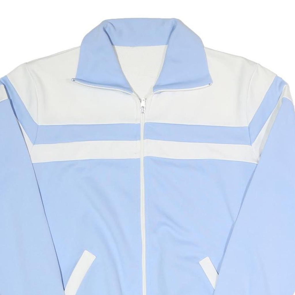 Mens Blue & White Casual Zip Up Jacket S Polyester Blend Colourblock Lightweight