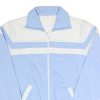 Mens Blue & White Casual Zip Up Jacket S Polyester Blend Colourblock Lightweight