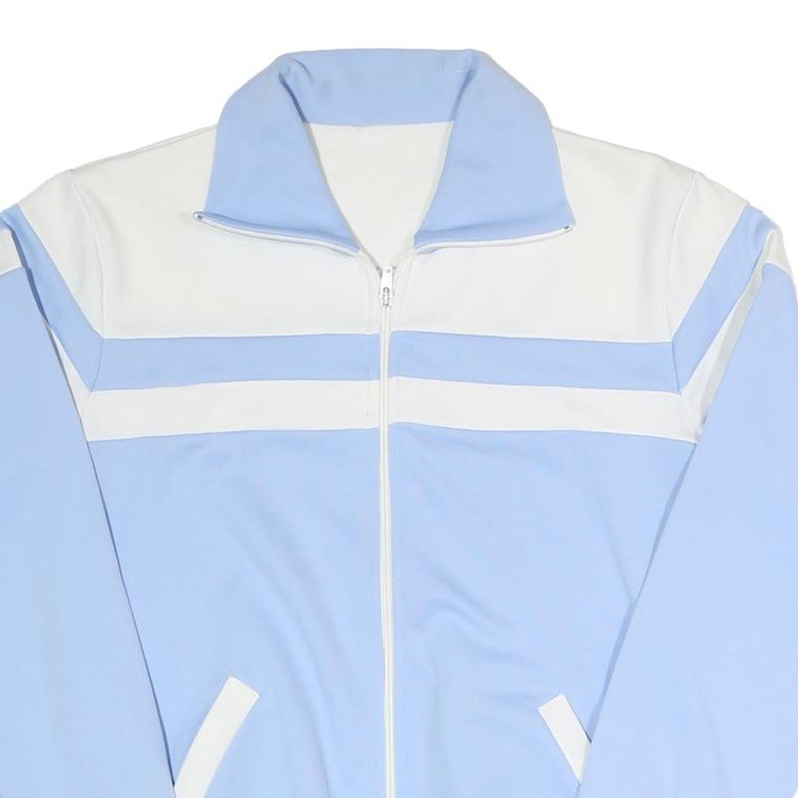 Mens Blue & White Casual Zip Up Jacket S Polyester Blend Colourblock Lightweight