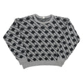 Womens Grey & Black Patterned Jumper Crew Neck Basic Knit XL Acrylic Comfort