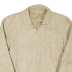 Mens Beige Herringbone Jacket M Polyester Blend Zip Closure Casual Outerwear
