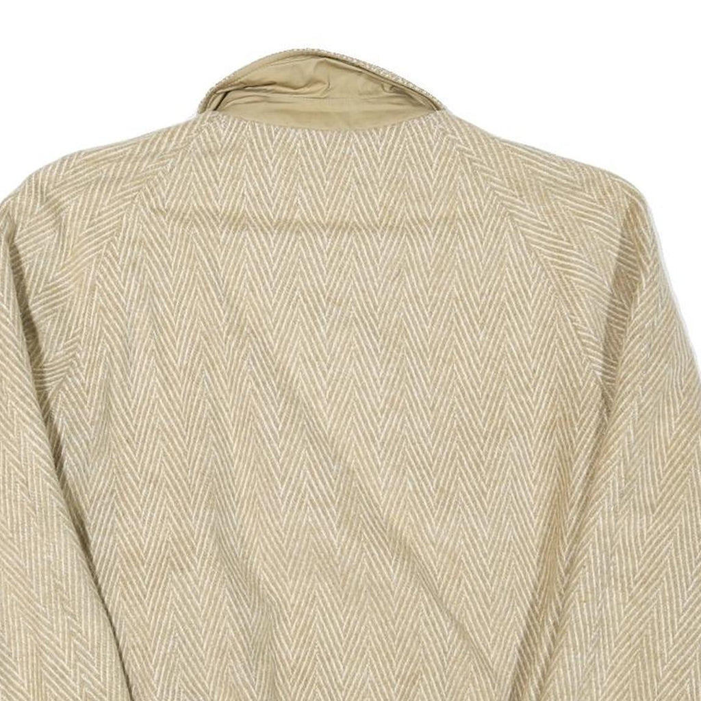 Mens Beige Herringbone Jacket M Polyester Blend Zip Closure Casual Outerwear