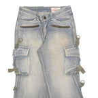 ANB Mens Relaxed Light Blue Denim Cargo Jeans W32 L28 Utility Style Comfort