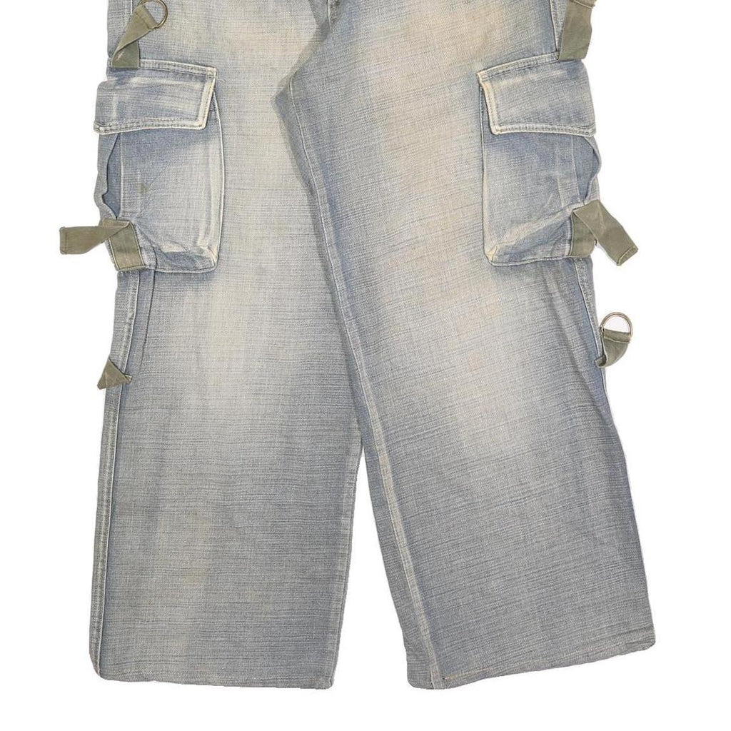 ANB Mens Relaxed Light Blue Denim Cargo Jeans W32 L28 Utility Style Comfort