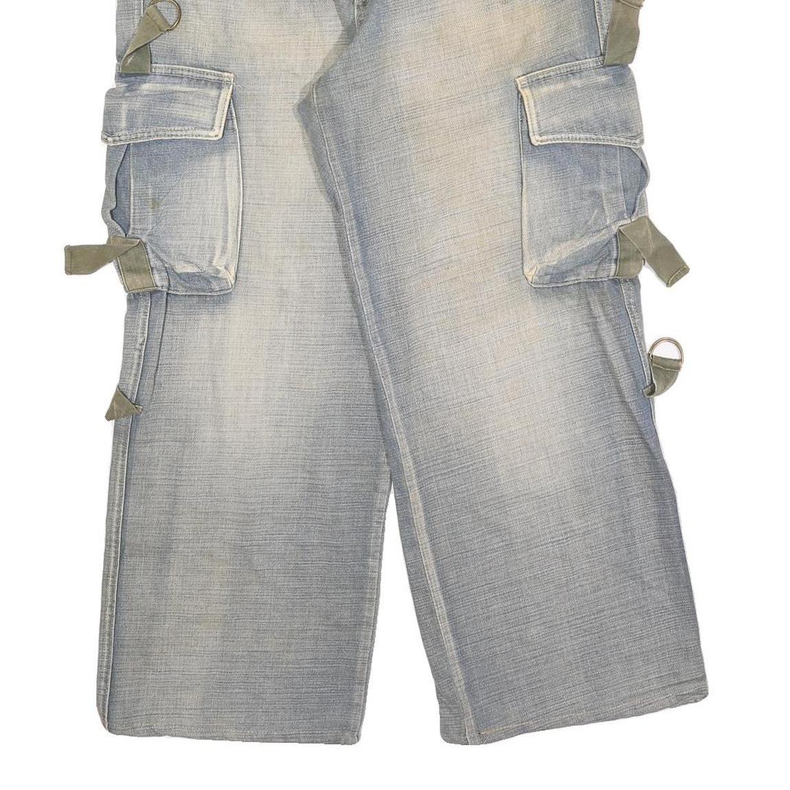 ANB Mens Relaxed Light Blue Denim Cargo Jeans W32 L28 Utility Style Comfort