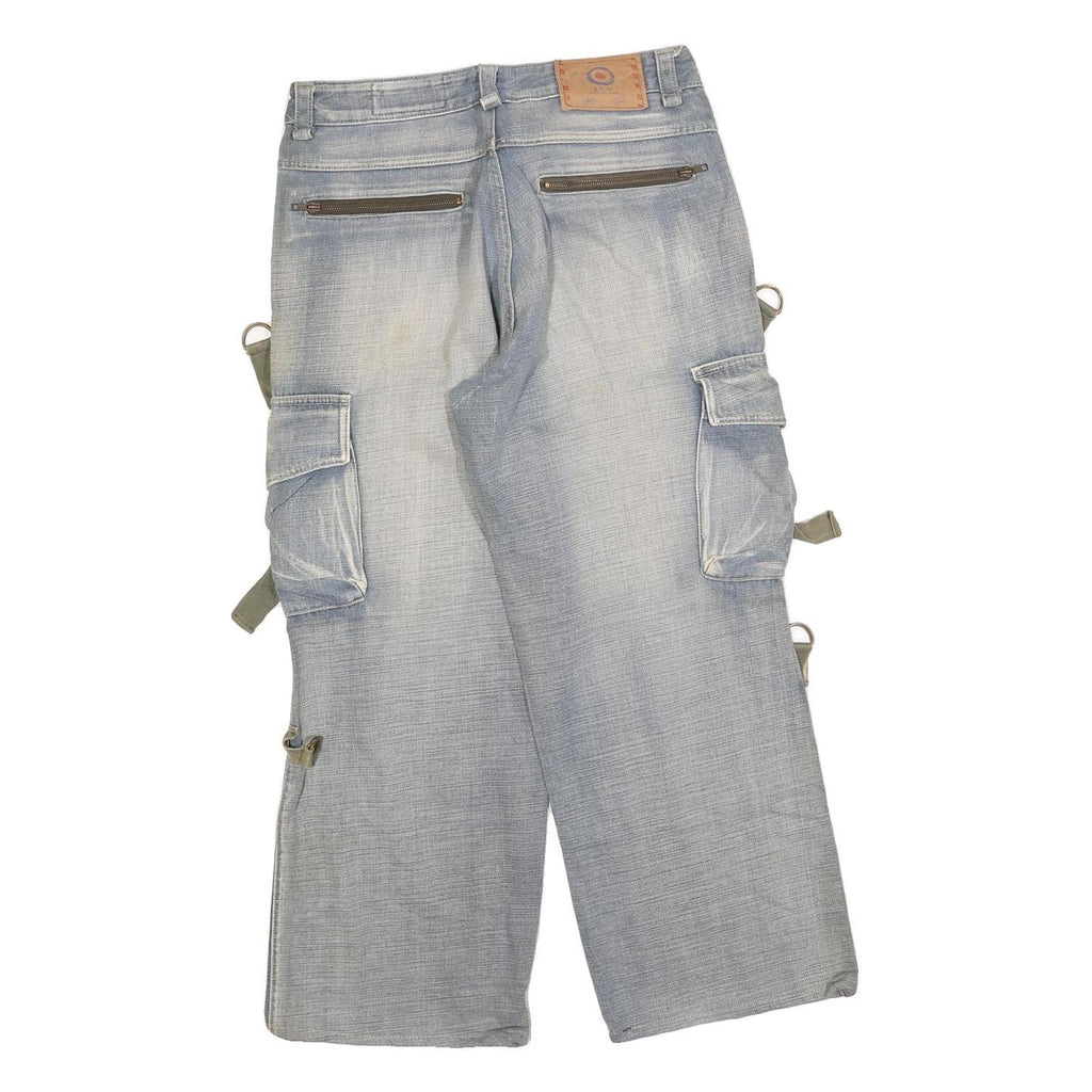 ANB Mens Relaxed Light Blue Denim Cargo Jeans W32 L28 Utility Style Comfort
