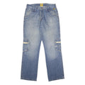 YRB Mens Relaxed Blue Denim W34 L34 Zip Cargo Style Jeans Utility Pockets