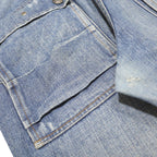 YRB Mens Relaxed Blue Denim W34 L34 Zip Cargo Style Jeans Utility Pockets