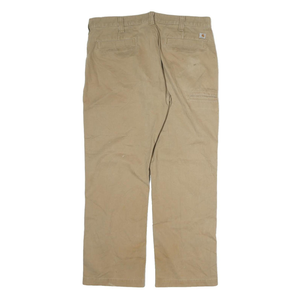 CARHARTT Mens Beige Regular Fit Straight Leg Cotton Trousers W38 L30 Workwear