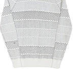 GUESS Womens White Patterned Jumper Cold Shoulder Round Neck Chunky Knit XS