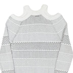 GUESS Womens White Patterned Jumper Cold Shoulder Round Neck Chunky Knit XS