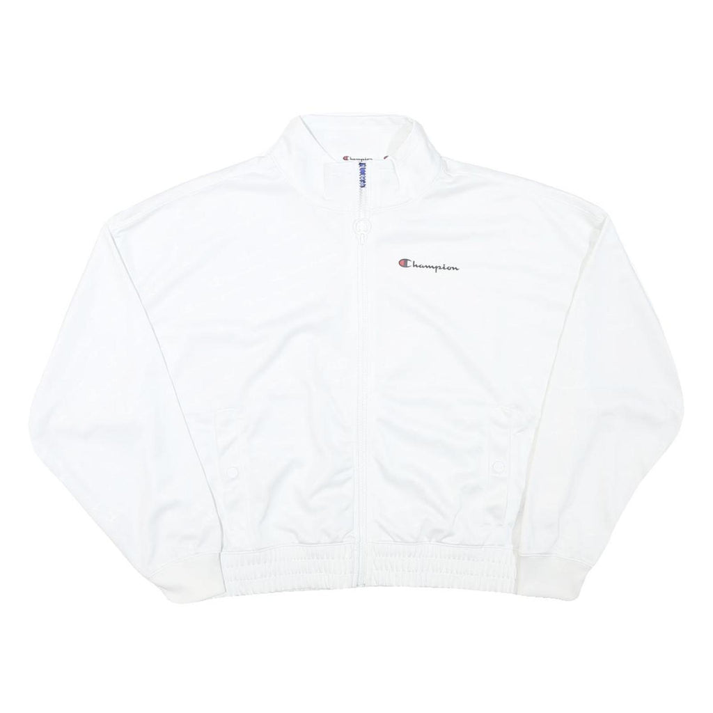 CHAMPION Womens White Polyester Blend Zip Jacket L Track Athletic Casual