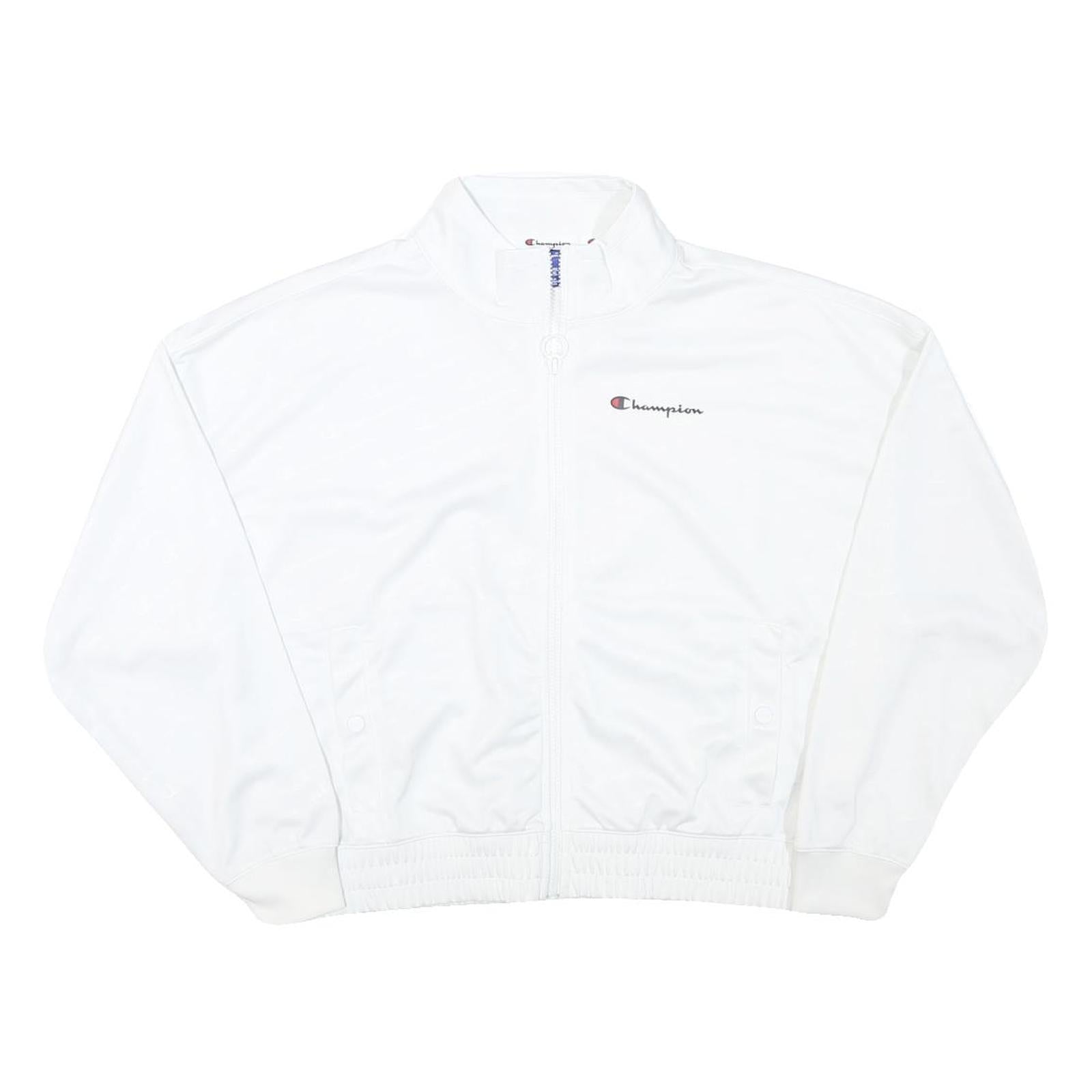 CHAMPION Womens White Polyester Blend Zip Jacket L Track Athletic Casual
